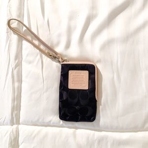 Navy Blue Coach Card Holder Wristlet